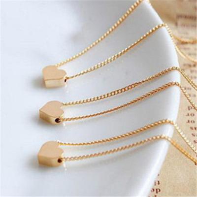 China Trendy Women Chain Tiny Heart Shaped Choker Charm Delicacy Jewelry Necklace Gold Fashion Pendant Necklace for sale