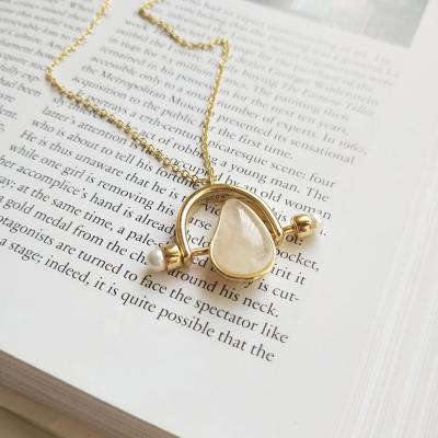 China INS Fashion CLASSIC Geometric Brides Star Charm 18k Gold Plated Rose Quartz Charm Pendant Necklace Silver for sale