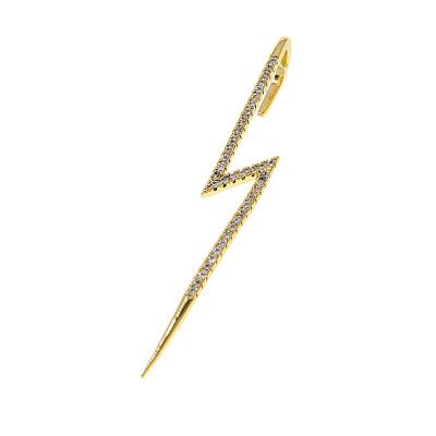 China High Quality Fashion Jewelry Rhinestone Lightning Stud Earrings For Women Gold Color Geometric Statement Earings for sale