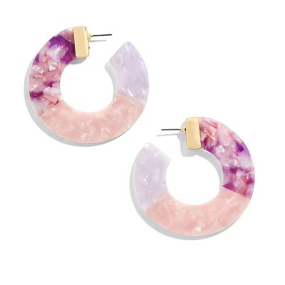 China Wholesale Fashion Jewelry CLASSIC Around Splice Acetate Acrylic Dessa Circle Dangle Earring for sale