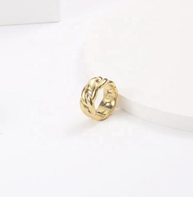 China FASHIONABLE Chic Thick Cuban Ring Waterpoof Jewelry Miami Chain 18k Gold Plated Stainless Steel Chunky Ring for sale