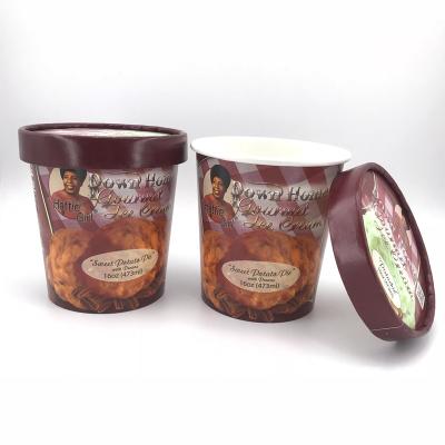 China 3oz 5oz Ice Cream Biodegradable Disposable Paper Cup With Lid And Spoon for sale