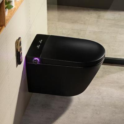 China Automatic Operation European P Trap Wall Hung Smart Wc Toilet Bowl Black Ceramic Electric Smart Toilet Hung Intelligent Smart Toilet for sale