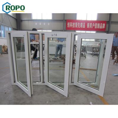 China CE Rehau UPVC/PVC Magnetic French Casement 3 Panel Curtain Triple Window for sale