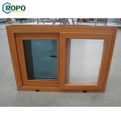 China Magnetic Screen AWA And WERS Certified UPVC/ PVC Wood Color Plastic Sliding Window for sale