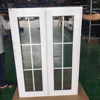 China Magnetic Screen Insulated Glass PVC Double Crank Accessory Casement Window for sale