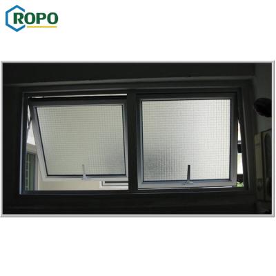 China AS2047 Aluminum Screen Top Hung Awning Lowe Double Glass Magnetic Powder Coat Windows for sale