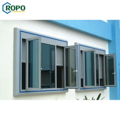 China Safety Magnetic Triple Thermal Aluminum Grill Cutout Screen AS2208 French Casement Window With Modern Design for sale