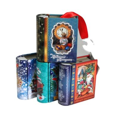 China 2022 Recyclable Top Grade Little Book Shaped Tin Box As Christmas Tree Decoration for sale