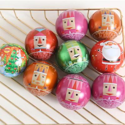 China Holiday decoration & Empty Customized Printed Gift Christmas Ball Bauble Metal Tin Box for sale