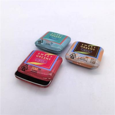 China Recycled Materials Custom Design Food Grade Mint Candy Sliding Top Slide Lid Metal Tins Crate Box for sale