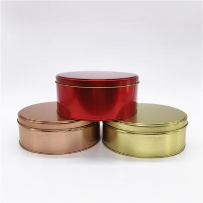 China Recyclable Custom Wholesale Food Candy Packaging Rose Golden Round Tin Boxes for sale