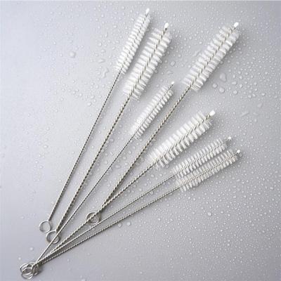 China Low MOQ Long Lasting Stainless Steel 230mm Long With 10mm Diameter Nylon Straw Cleaning Brush for sale