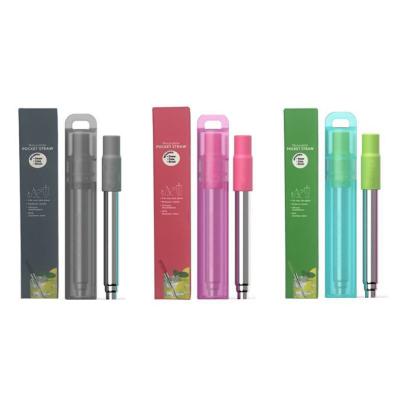 China Sustainable Portable Straw Collapsible Stainless Steel Reusable Eco Friendly Drinking Telescopic Straw for sale