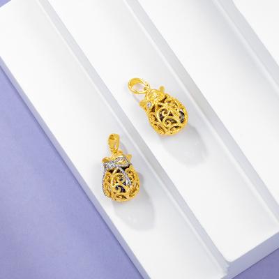 China Trendy Fashion Pendants For Necklace Lucky Bag Pendant 24K Gold Plated Charm Jewelry Accessories for sale