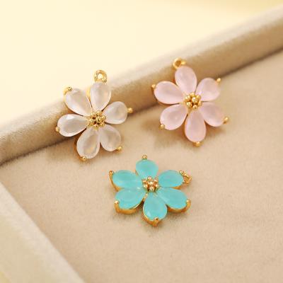 China TRENDY Flower Charms for Jewelry Making Bracelets Bulk Pendants and Charms Necklace Earrings Making 18K Gold Plated DIY Accessories for sale