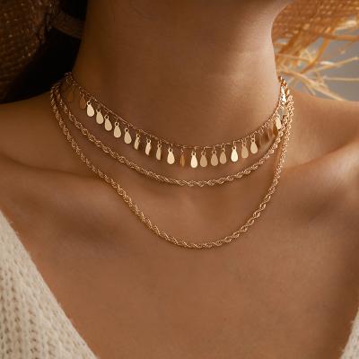 China Fashionable New BOHEMIA Element Necklace Simple Personalized Choker Chains Gold Multilayer Necklace for sale