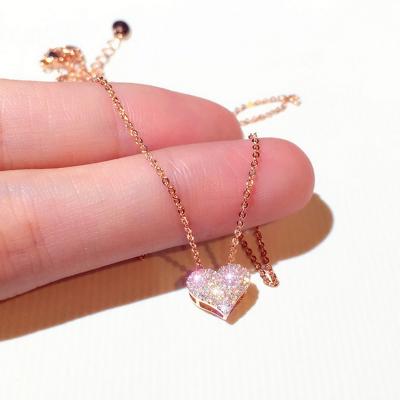 China Fashion Women's Zircon Heart-Shaped Necklace Central Institute of Statistics Designs Romantic Style Wholesale High Quality Necklace for sale