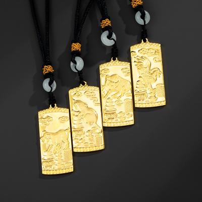 China China TRENDY Zodiac Signs Fashion 12 Pendant Necklace 24K Gold Plated Wholesale Jewelry Necklace For Men for sale