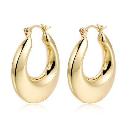 China Trendy Gold Chunky Hoop Earrings Thick Oval Circle Earrings Teardrop Hoop Earrings For Women Girls for sale