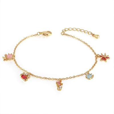 China Trendy 18K Gold Plated Anklet For Women CIA Dolphin Jellyfish Octopus Turtle Sea Animal Statement Anklets for sale