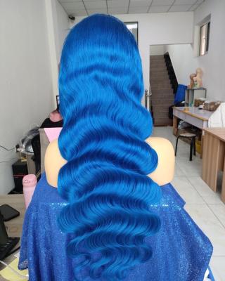 China Lowest Seller Qualities Cheapest Seller Hair Amara Body Wave Wigs Blue Band Frontal Wig With Baby Hair for sale