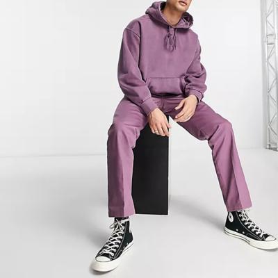 China Custom made oversized sweatsuit plus size men cotton pullover hoodies and jogger white cotton men for sale