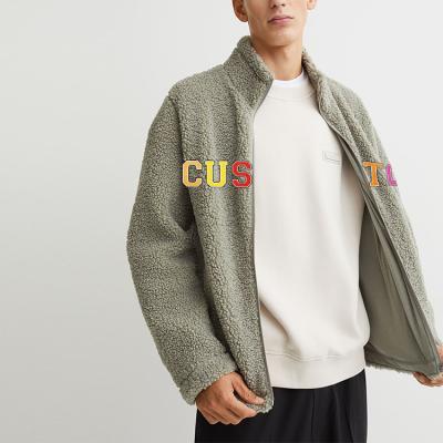 China Sustainable Custom Mens Shearling Jacket Warn Casual Winter Fleece Jacket Long Sleeve Men Jacket for sale