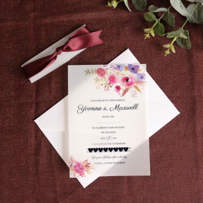 China Europe Customized Colorful Printing Fashion Vellum Invitation Cards With Envelope for sale