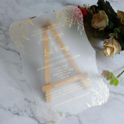 China Special and Classy Golden Frosted Acrylic Invitation Europe Card with Envelope for sale