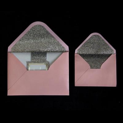 China Romantic Pink Europe Style Glitter Paper Invitation Pocketfold Pocket for sale