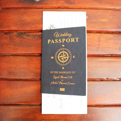 China Europe passport wedding card design with boarding pass for sale