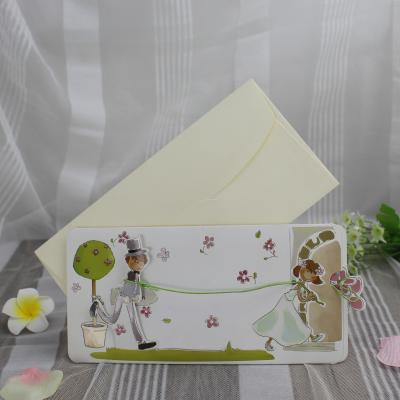 China Pullable North America couples cartoon image personality wedding card kissing paper invitation memorial cards for sale