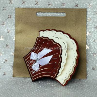 China WN024 Wooden Europe Propeller Shaped Cards Personalized Invitation Cards With Bowknot for sale