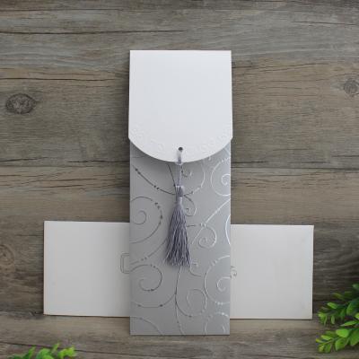 China Antique Imitation Best Selling Pocket Wedding Invitation Cheap Indian Silver Card Design for sale