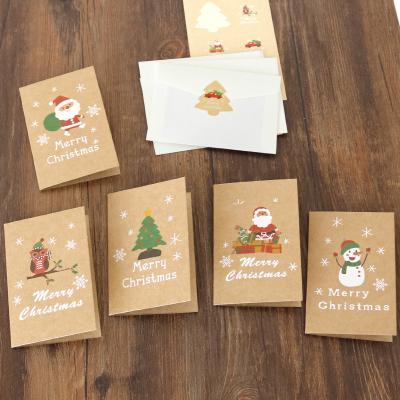 China Europe Ready to Ship 6pcs One Set Kraft Paper Thank You Gift Cards Christmas Cards with Envelope and Stickers for sale