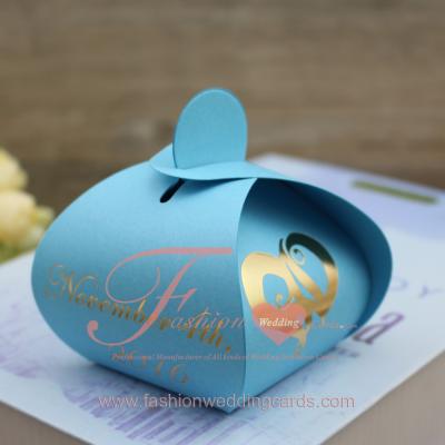 China Cheap Europe Hot Selling Blue And Gold Wedding Gift Boxes For Guests for sale