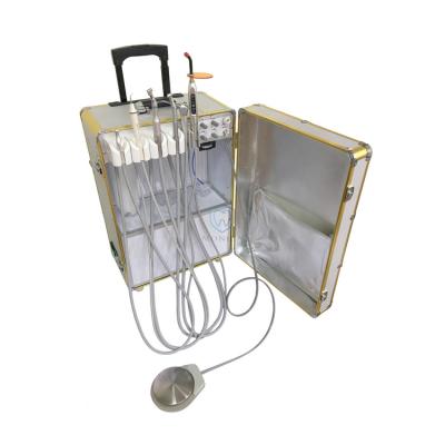 China 2020 dental sector golden portable dental unit with air compressor and saliva ejector/portable dental equipment/mobile dental unit for sale