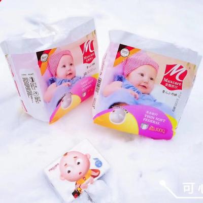 China Maxcare Competitive Price Softcare Printed Disposable Baby Diaper Pull Up Fine Diaper Baby Gauze Joy King Love Diapers Made in China for sale