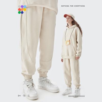 China Free Custom Logo 325g Heavy Loose Fleece Anti-pilling Ankle-tied Candy Color Sports Trotter Long Trackpants For Men for sale