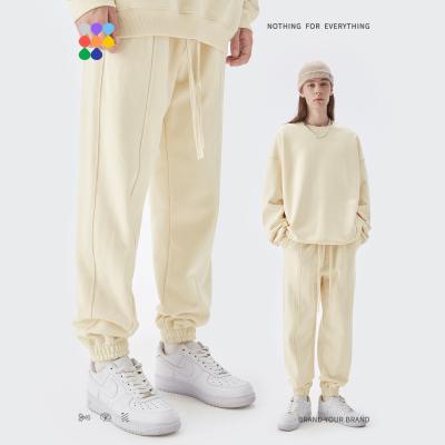 China Free Custom High Street Sports Trackpants Terry Casual Solid Color Thick Logo Design Heavyweight Trackpants Anti-pilling 460G Long for sale