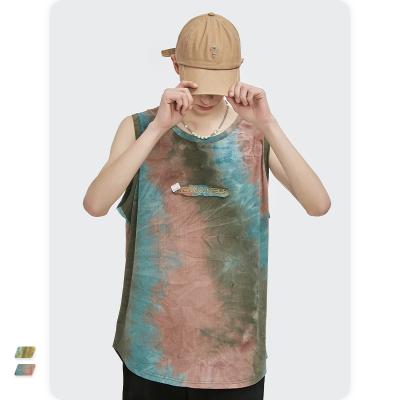 China Logo Graphic Ready To Ship Free Custom Made QUICK DRY Tie Dye Invest New Street Fashion Breathable Loose Men's Top Vest Letter Embroidery for sale