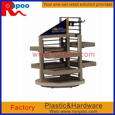 China Wooden Cosmetic Display Stand,Wooden Floor Cosmetic Display Stand,MDF Display Stands,Standing Wood Display for sale