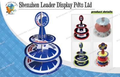 China Blue Cardboard Cupcake Stand Glossy Lamination for Supermarkets for sale