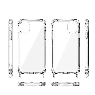 China NEW 2020 1.5mm high transparent acrylic hybrid PC TPU dirt-resistnat case with strap phone case for iphone 12 for sale