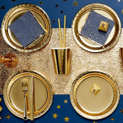 China Modern Disposable Gold And Silver Plate With Certification For Amazon Hot-selling Party Supplies for sale