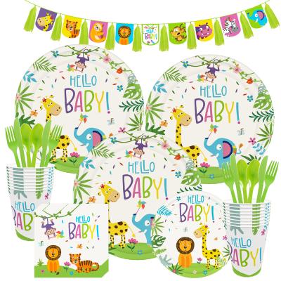 China New modern and popular jungle animal theme birthday party set BABY SHOWER party props for kids birthday for sale