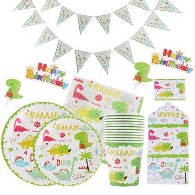 China Green Themed Dinosaur Children's Party Themed Dinosaur Birthday Party Children's Day Party Themed Disposable Tableware Green Themed Decorative Tableware for sale