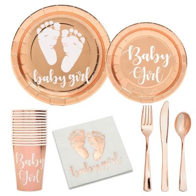 China And Popular Modern Baby Bronzed Gold Thin Layer Dinnerware Set For Birthday Party Baby Shower for sale