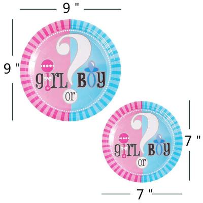 China Gender Reveal Hot Seller Disposable Boy Or Girl Gender Reveal Kids Children Birthday Party Tableware for sale